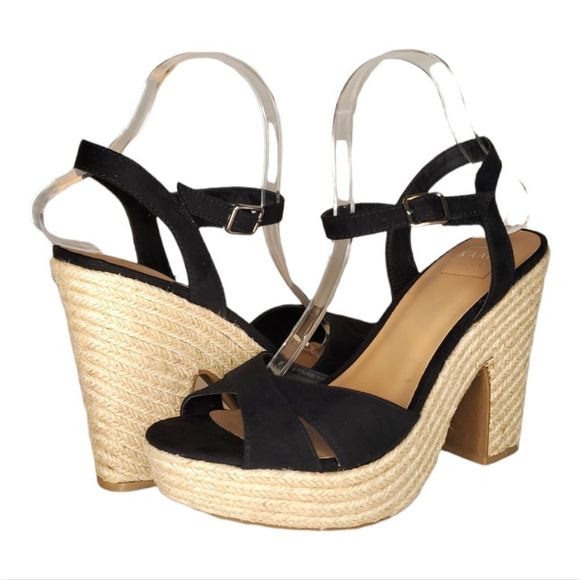 Kaari Blue Shoes - Kaari Blue Black Espadrille Sandals Size 9